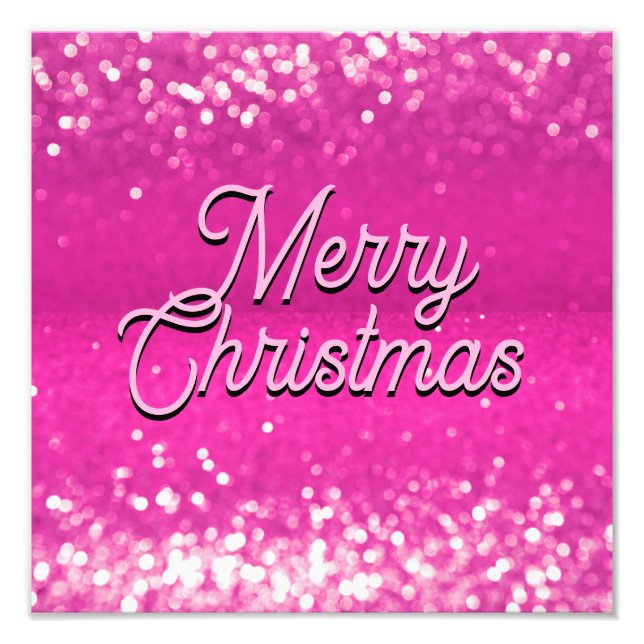 Hot Pink Glitzer Bokeh Benutzerdefinierter Text Fotodruck (Vorne)
