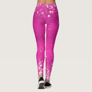 Hot Pink Glitzer Bokeh Leggings