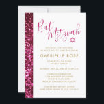 Hot Pink Glitzer Funkelnd Bat Mitzvah Einladung<br><div class="desc">Moderner und trendiger heller, tiefrosa Glitzer und goldener Bat Mitzvah Einladung. Artwork ist ein flaches, gedrucktes Bild, KEIN echter Glitzer, sodass es kein Durcheinander machen, aber trotzdem funkelnd und blingig aussieht! Für eine moderne, lustige und elegante Mitzvah Zeremonie und Feier. Finden Sie die Koordination von Schreibwaren und Dekoration, um Ihr...</div>