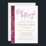 Hot Pink Glitzer Funkelnd Bat Mitzvah Einladung<br><div class="desc">Moderner und trendiger heller, tiefrosa Glitzer und goldener Bat Mitzvah Einladung. Artwork ist ein flaches, gedrucktes Bild, KEIN echter Glitzer, sodass es kein Durcheinander machen, aber trotzdem funkelnd und blingig aussieht! Für eine moderne, lustige und elegante Mitzvah Zeremonie und Feier. Finden Sie die Koordination von Schreibwaren und Dekoration, um Ihr...</div>