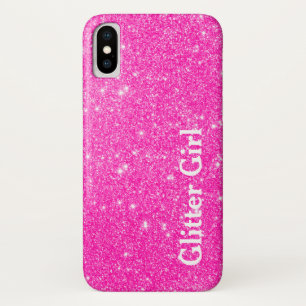 Hot Pink Glitzer Girl Zeigen Sie Ihre Glamour spar iPhone X Hülle