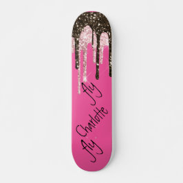 Hot Pink Glitzer Girly Sparky Personalisierter Nam Skateboard