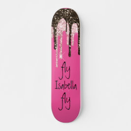 Hot Pink Glitzer Girly Sparky Personalisierter Nam Skateboard