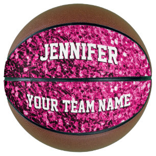 Hot-Pink-Glitzer Glitzern Ihr Name Team Basketball