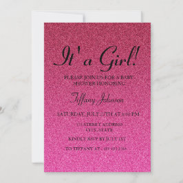 Hot Pink Glitzer Imitate mit Girl Baby Dusche lade Einladung