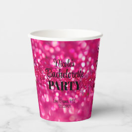 Hot Pink Glitzer Moderner Glam Junggeselinnen-Absc Pappbecher