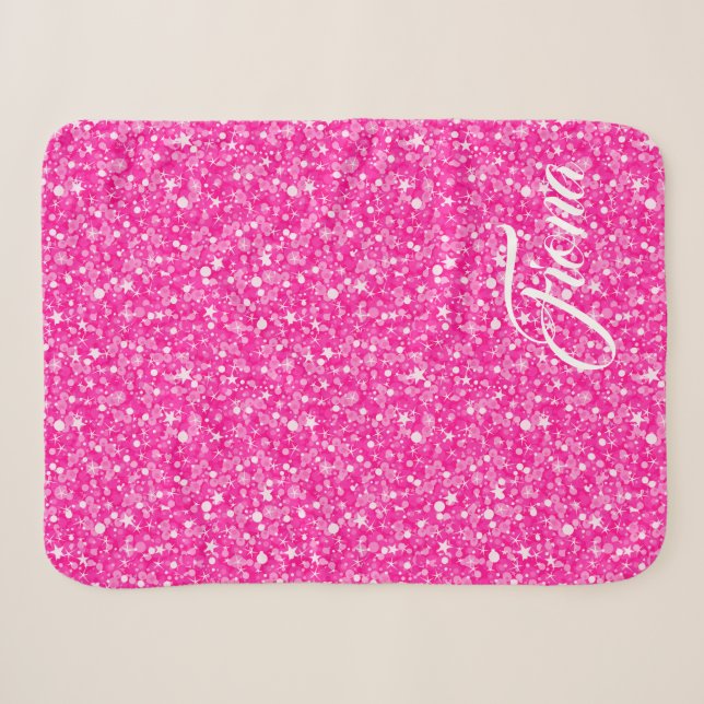 Hot Pink Glitzer Nahtloses Muster Sherpadecke (Vorderseite (Horizontal))