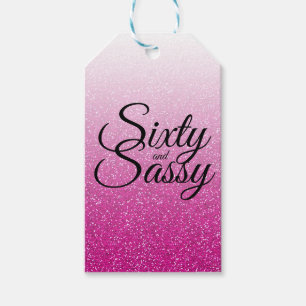 Hot Pink Glitzer Ombre 60 und Sassy 60. Geburtstag Geschenkanhänger