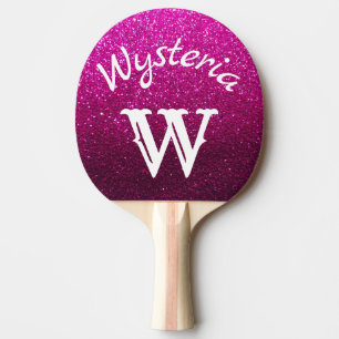 Hot Pink Glitzer Ombre Glitzern Monogram Glam Tischtennis Schläger