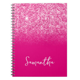 Hot Pink Glitzer Ombre Name Notizblock