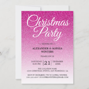 Hot Pink Glitzer Ombre Weihnachtsfest Party Einladung