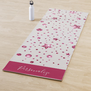 Hot Pink Glitzer Stars Trendy Glam Zen Meditation Yogamatte