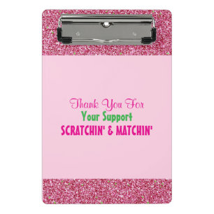 Hot Pink Glitzer Vielen Dank für Scratch Offs Mini Klemmbrett