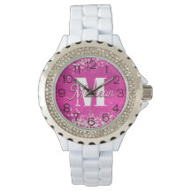 Hot Pink Glitzern Bokeh Monogram