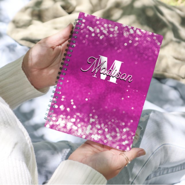 Hot Pink Glitzern Bokeh Monogram Planer (Von Creator hochgeladen)