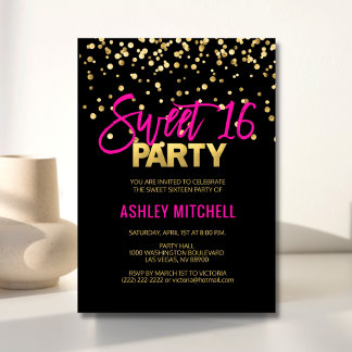 HOT Pink Gold 16 . GEBURTSTAG 16 Party Einladungen
