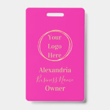 Hot Pink Gold Benutzerdefinierte Business-ID Name 