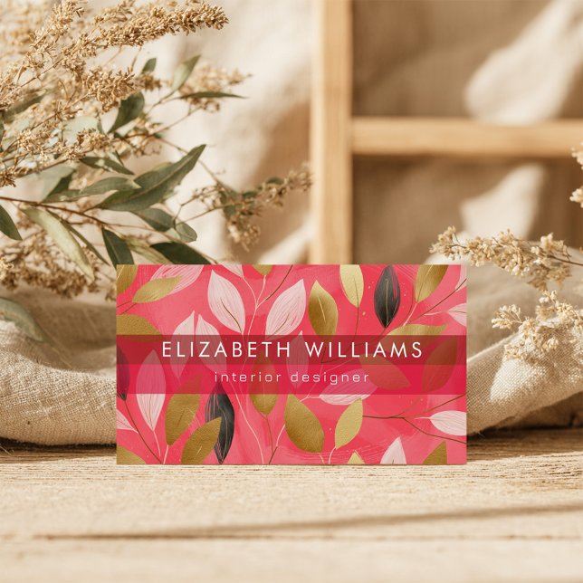 Hot Pink Gold Coral Boho Modern Botanical (Créateur téléchargé)