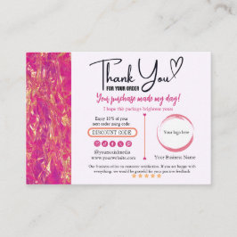 Hot Pink Gold Danke Business Card Visitenkarte