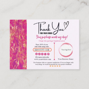 Hot Pink Gold Danke Business Card Visitenkarte