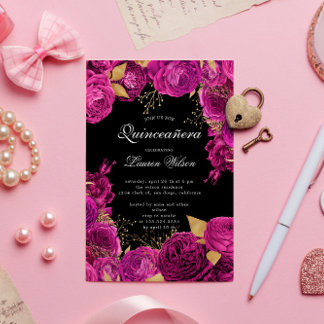 Hot Pink Gold Exklusive Blumenkohle Einladung