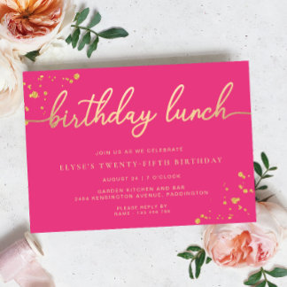 Hot Pink Gold Geburtstagsessen Einladung