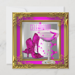 Hot Pink Gold High Heel Schuhe Champagner Einladung
