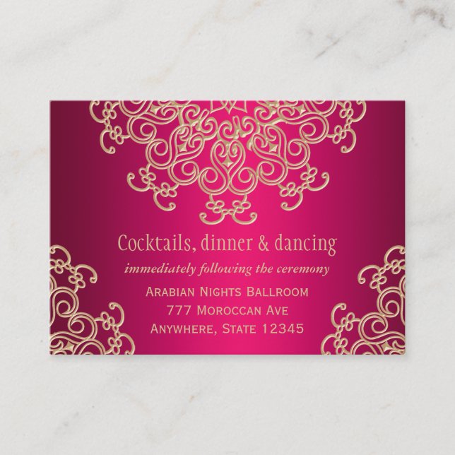 Hot Pink Gold Indische Inspirierte Einschließungsk Begleitkarte (Vorderseite)