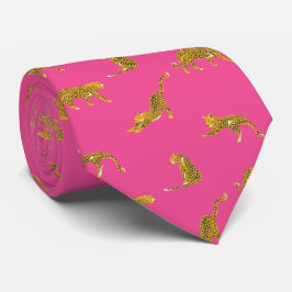 Hot Pink Gold Leopard Krawatte