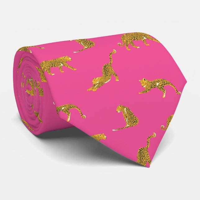 Hot Pink Gold Leopard Krawatte (Gerollt)