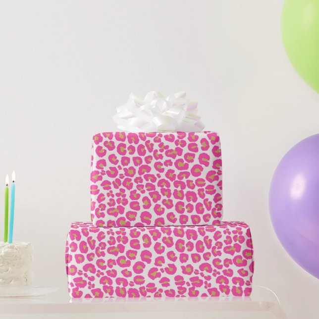 Hot Pink Gold Leopard Muster Geschenkpapier (Partygeschenke)