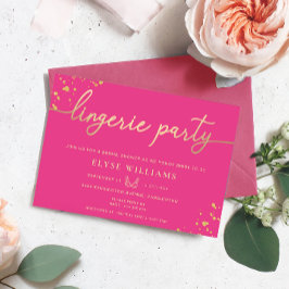 Hot Pink Gold Lingerie Party Brautparty Einladung