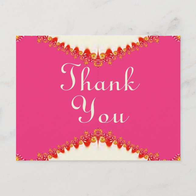 Hot Pink + Gold Red Lace Danke Postcard Postkarte (Vorderseite)