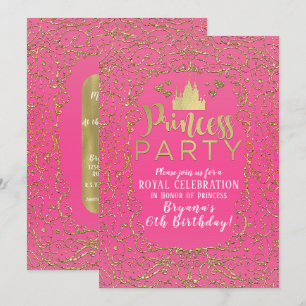 Hot Pink & Gold Schloss PRINZESSIN PARTY Geburtsta Einladung