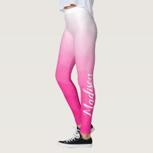 Hot Pink Gradient Geometric Mesh Pattern Ihr Name Leggings