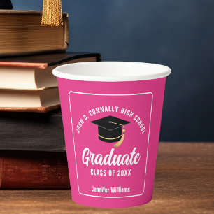 Hot Pink Graduate Custom 2025 Graduation Party Pappbecher