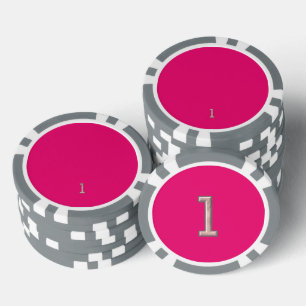 Hot Pink, grau, 1 Streifen Poker Chip