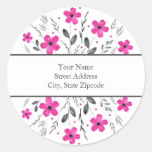 Hot Pink Grau Fünf-Petal-Aquarell Blumenmotiv