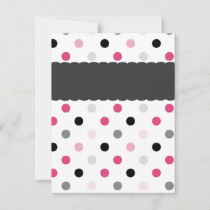 Hot Pink, Grau, Light Pink und Black Polka Punkte Einladung