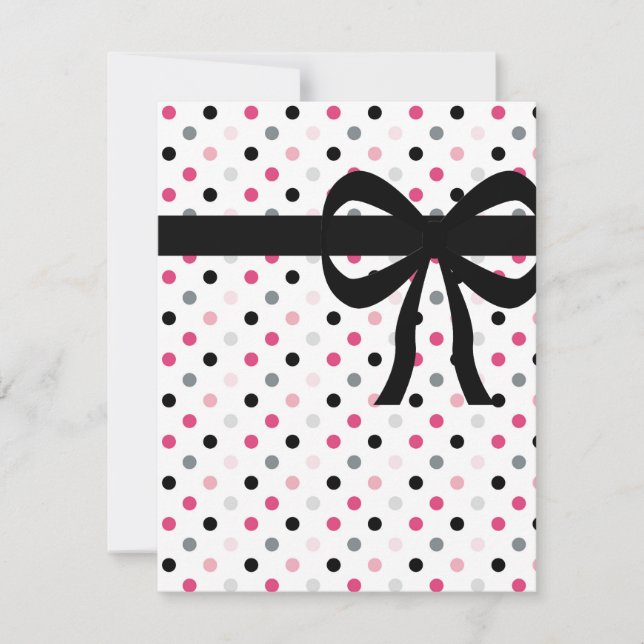 Hot Pink Gray, Light Pink und Black Polka Dots Einladung (Vorderseite)