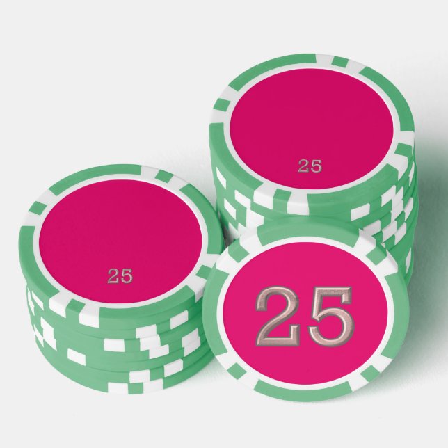 Hot Pink green 25 gestreifter Poker-Chip Pokerchips (Stapel)