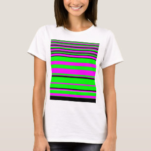 Hot Pink Green Black Colorful Stripe Muster T-Shirt