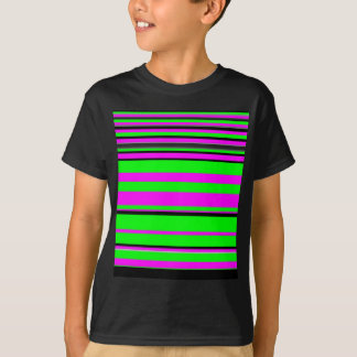 Hot Pink Green Black Colorful Stripe Muster T-Shirt