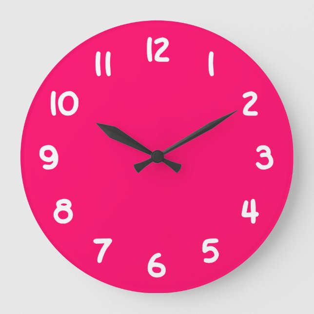 Hot Pink Große Wanduhr (Vorderseite)
