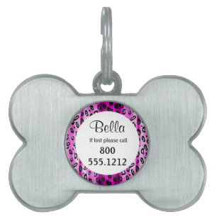 Hot Pink Grunge Leopard Pet Identity Tag Tiermarke