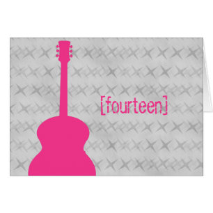 Hot Pink Guitar Grunge Tischnummer Card