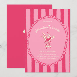Hot Pink Hand Drawn Galentine's Day Party Einladung