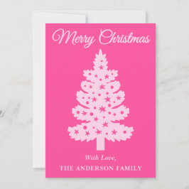 Hot Pink handgeschriebene Skriptbaum Weihnachtsbau Feiertagskarte