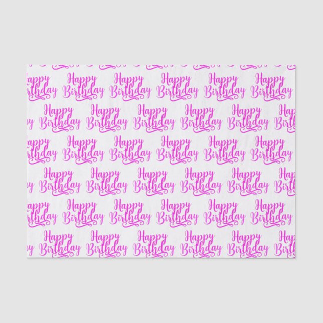 Hot Pink HAPPY BIRTHDAY Custom Party Seidenpapier (Vorderseite)