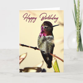 Hot Pink Happy Birthday Hummingbird Foto Card Dankeskarte